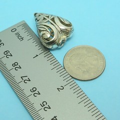 Long on Love! Elongated Scrollwork Heart 925 Sterling Silver Pendant 1-1/4″ 8.3g