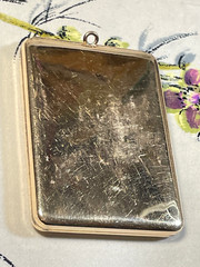 Antique Marathon Brass Plated Rectangular Picture / ID Necklace Locket Pendant
