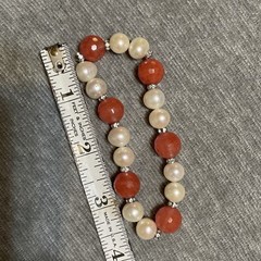 VTG Pair Of Large Pearl Faceted Rose Quartz Gemstone Rhinestone Beads 2