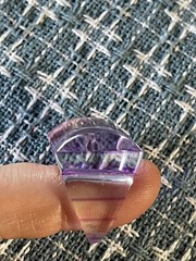 VTG Kitsch Light Purple Clear Striped Lucite Acrylic Plastic Resin Ring