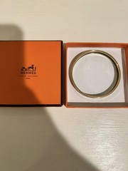 Vintage Hermes Bangle Bracelet Black Gold Enamel Anchor Gold Rim Size 70 w/ Box