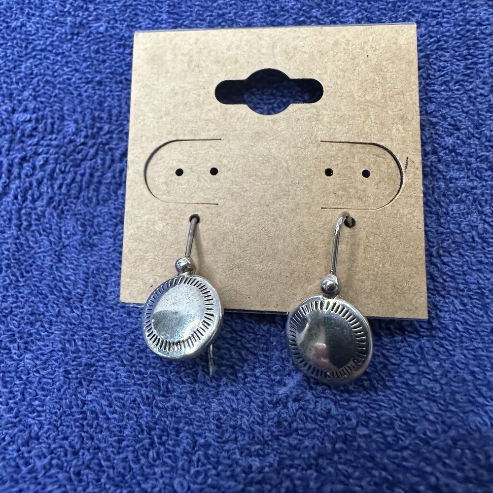 Vintage Silver Toned Round Earrings For Pierced Ears