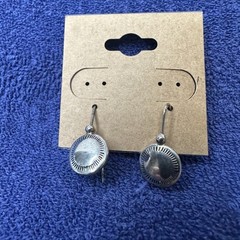 Vintage Silver Toned Round Earrings For Pierced Ears