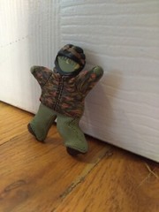 Vintage Polymer Clay Boy Brooch 2.5in Figure Signed