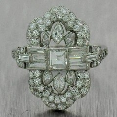 Vintage Art Deco Style 2.10Ct Lab Created Diamond Wedding 14k White Gold FN Ring