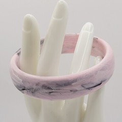 Pink Marble Swirl with Gray Black Abstract Chunky 1990s Bangle Bracelet