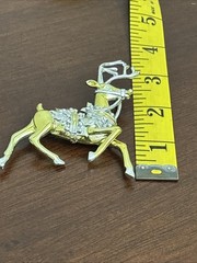 Danecraft vintage silver gold two tone large reindeer animal figural pin brooch