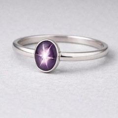 Natural Star Sapphire Ring 925 Sterling Silver Minimalist Solitaire Ring