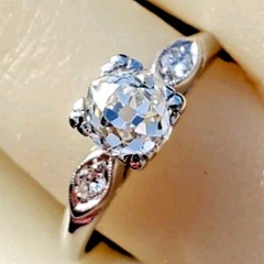 NATURAL EARTH MINED DIAMOND ORIGINAL Art DECO Engagement Ring PLATINUM Solitaire