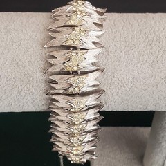 Vintage Signed Francois For Corocraft Silver Tone Retro Bracelet Rhinestones MCM