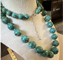 Vintage AIL Aluma 925 Sterling Silver Turquoise Graduated Bead Necklace 28” 133g