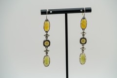 Vintage Silver Tone Long 7cm Dangle Earrings JB39