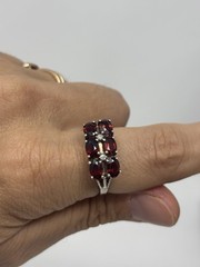 Vintage Art Deco Joseph E DeMarco 925 Garnet Cluster Ring 8 3/4