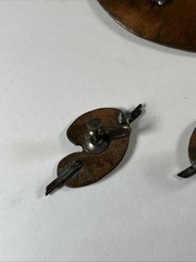 VINTAGE COPPER BROOCH & CLIP EARRINGS ARTIST PALETTE PAINT BRUSHES NICE