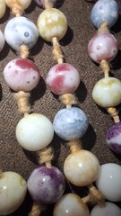 Picasso Glass Gold Swirl Knotted Pastel Bead Necklace No Clasp