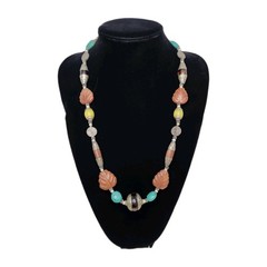 Vintage Tibetan Himalayan Tribal Beaded Statement Necklace Carnelian Turquoise