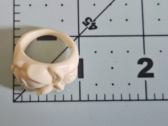 Vintage Ivory Lucite Plastic Carved Rose Flower Ring Size 8