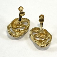 Vintage Napier Hinged Screw Back Earrings Gold Tone Double Loop Links Adjustable
