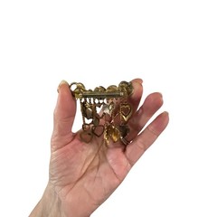 Vintage Sweetheart Charm Dangle Brooch Mixed Metal Hearts Romantic Assemblage