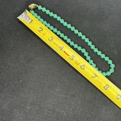 Vintage Jade Green Knotted Necklace 15” W/ Brass Clasp Japan