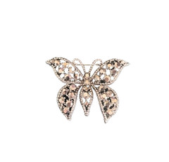 Vintage Weiss Black and Silver Rhinestone Butterfly Brooch ’50s Crystal Pin