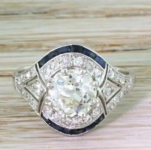 5.20Ct Art Deco Vintage Style Lab Created Diamond Wedding 14K White Gold FN Ring