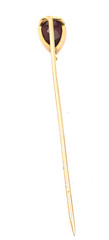 Antique 14K Almandine Garnet Stick Pin w/Pearl