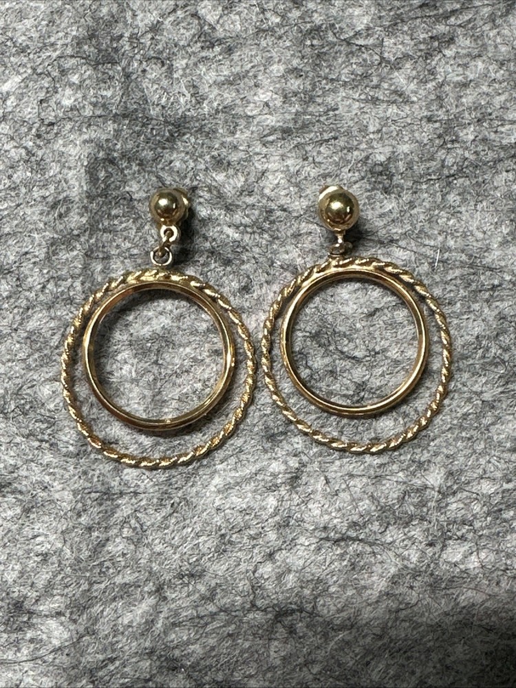 Vintage Double Dangling Hoops Earrings Avon