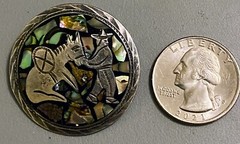 Vintage .925 Silver Platade Jal Guad Mex MRM Man With Donkey Pendant/Brooch