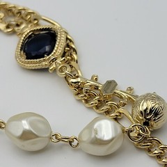 Vintage Signed KOREA Gold Tone White Baroque Faux Pearl Necklace 29 In 2-Strand