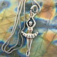 AGI Vintage Sterling Silver Ballerina Dancer Necklace 18″