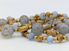 Vintage Murano Venetian Glass Necklace Periwinkle Blue Sommerso Aventurine 28″