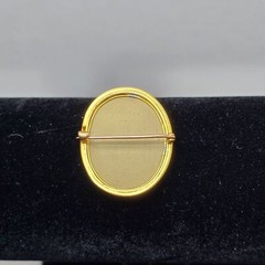 Cameo Brooch Pin 10kt Gold Inset Hand Carved Lava Stone Antique OOAK Design