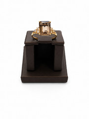 14k Yellow Gold Smoky Quartz 2.9ct Round Natural Diamond