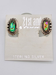 Darling Dainty Vintage 21st and Stone Abalone Sterling Silver Clip-On Earrings
