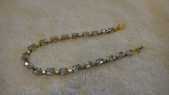 NICE Vintage Antique Estate Jewelry 10k Gold Aquamarine Gemstone Tennis Bracelet