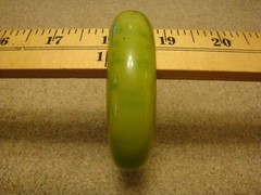 Vintage 3/4″ Bakelite Bracelet! Mottled Lime Green & Yellow Custard Colors!