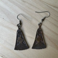 VTG Waldeck Johnson Dangle Earrings 2 Inch Bell Shape Southwestern Style Copper