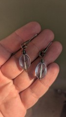 Vtg 925 Sterling Silver Sky Blue Teardrop Dangle Earrings