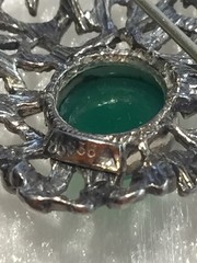 Brooch Theodor Klotz/TEKA Green agate Silver 835 vintage Germany jewellry 1970s