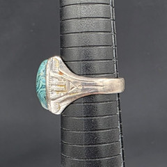 Vintage Clark & Coombs Chrysocolla Sterling Ring Size 11.75 Southwestern Theme