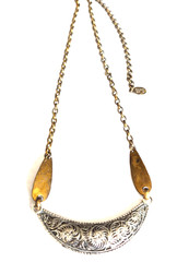 Vintage Marjorie Baer SF Sterling Silver Mixed Metal Curved Bar Pendant Necklace