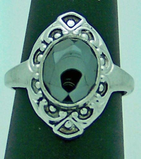 BEAUTIFUL VINTAGE ESTATE UNCAS HEMATITE STERLING SILVER RINg, SZ 8.25