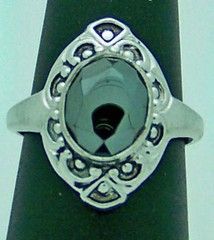 BEAUTIFUL VINTAGE ESTATE UNCAS HEMATITE STERLING SILVER RINg, SZ 8.25