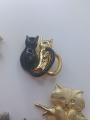 Vintage JJ Jonette & AJC Cat Lion Brooch Lot Pewter Gold Tone Novelty Pins