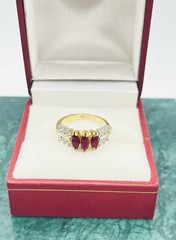 Simulated Ruby And Cubic Zirconia Ring Gold Electroplated Size 5