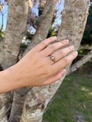 1930s Art Deco 10K Gold Diamond Engagement Ring Two Tone Illusion Sz 7.25