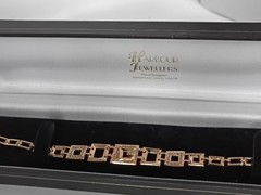 Vintage 1990-s Rolled Gold Zircons Bracelet- Hallmarked 585 RG!!