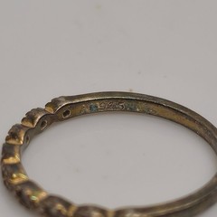 Sterling Silver 925 Clear Inset Gem Band Ring Size 5.75 Stacking Vintage