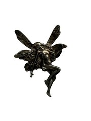 Vintage 925 Sterling Silver Fairy Brooch Pin Mythical Winged Woman Jewelry